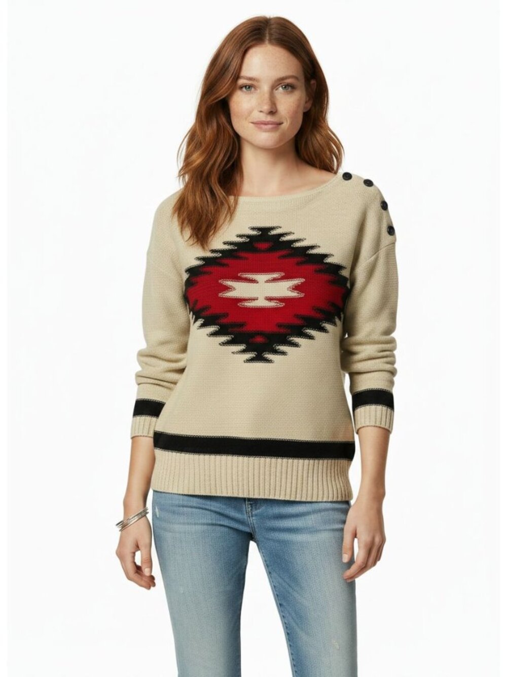 Lauren Jeans Co Ralph Lauren Womens Aztec Sweater Southwestern Equestrian Size L